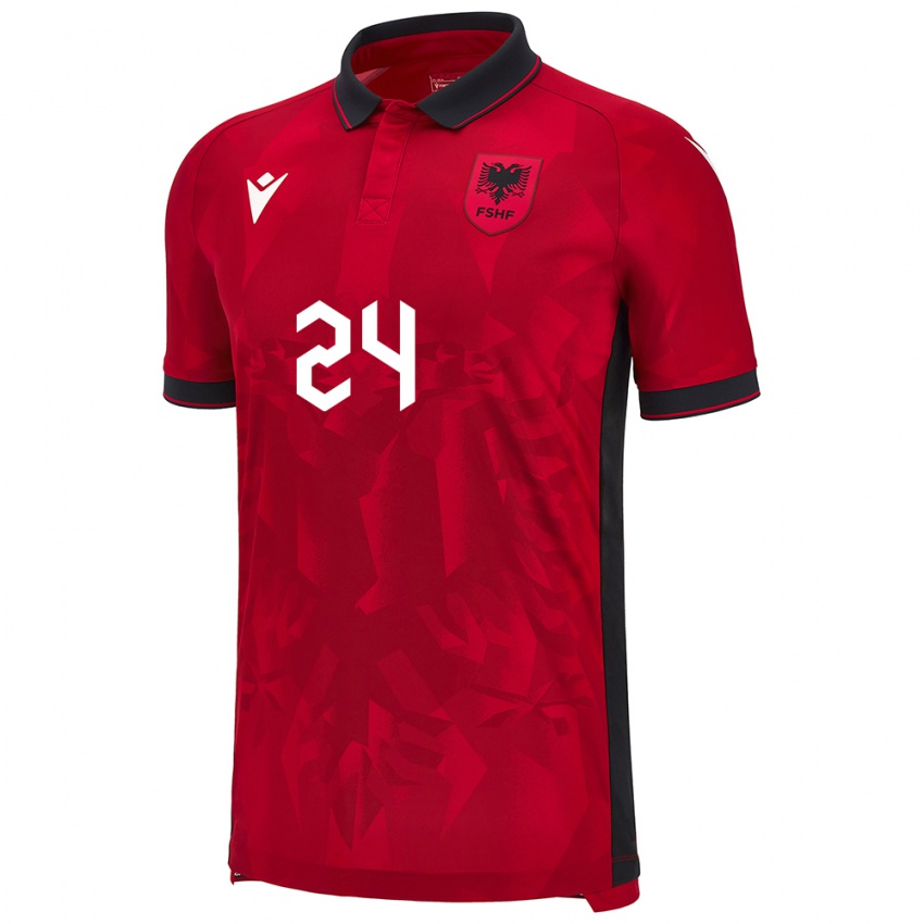 Niño Camiseta Albania Marash Kumbulla #24 Rojo 1ª Equipación 24-26 La Camisa