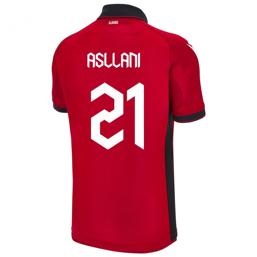 Niño Camiseta Albania Kristjan Asllani #21 Rojo 1ª Equipación 24-26 La Camisa