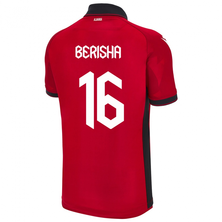 Niño Camiseta Albania Medon Berisha #16 Rojo 1ª Equipación 24-26 La Camisa