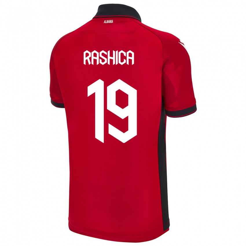 Niño Camiseta Albania Ermir Rashica #19 Rojo 1ª Equipación 24-26 La Camisa