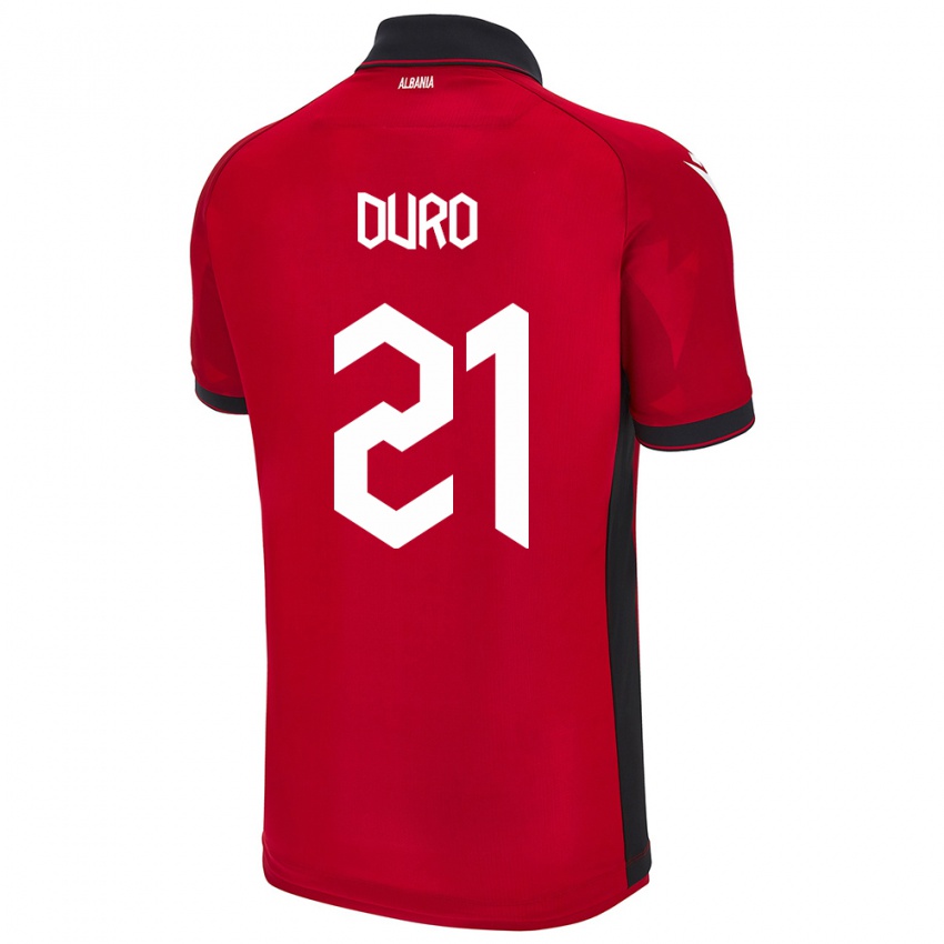 Niño Camiseta Albania Dejvi Duro #21 Rojo 1ª Equipación 24-26 La Camisa