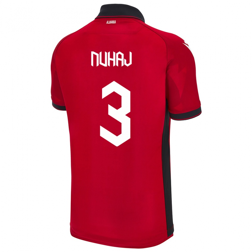 Niño Camiseta Albania Fabjano Nuhaj #3 Rojo 1ª Equipación 24-26 La Camisa