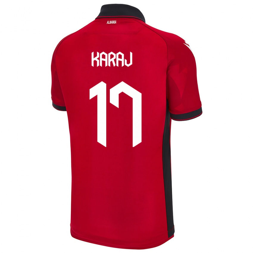 Niño Camiseta Albania Eraldo Karaj #17 Rojo 1ª Equipación 24-26 La Camisa
