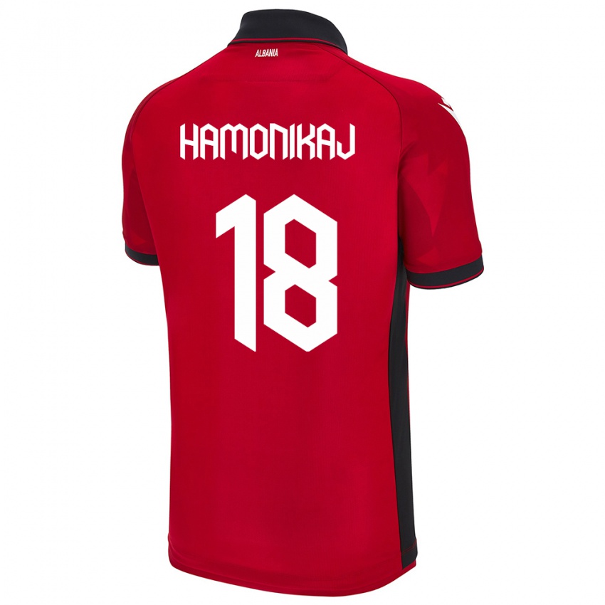 Niño Camiseta Albania Klea Hamonikaj #18 Rojo 1ª Equipación 24-26 La Camisa