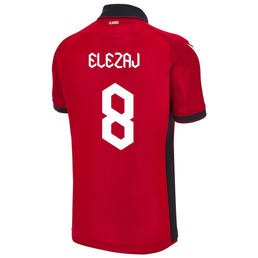 Niño Camiseta Albania Endrina Elezaj #8 Rojo 1ª Equipación 24-26 La Camisa