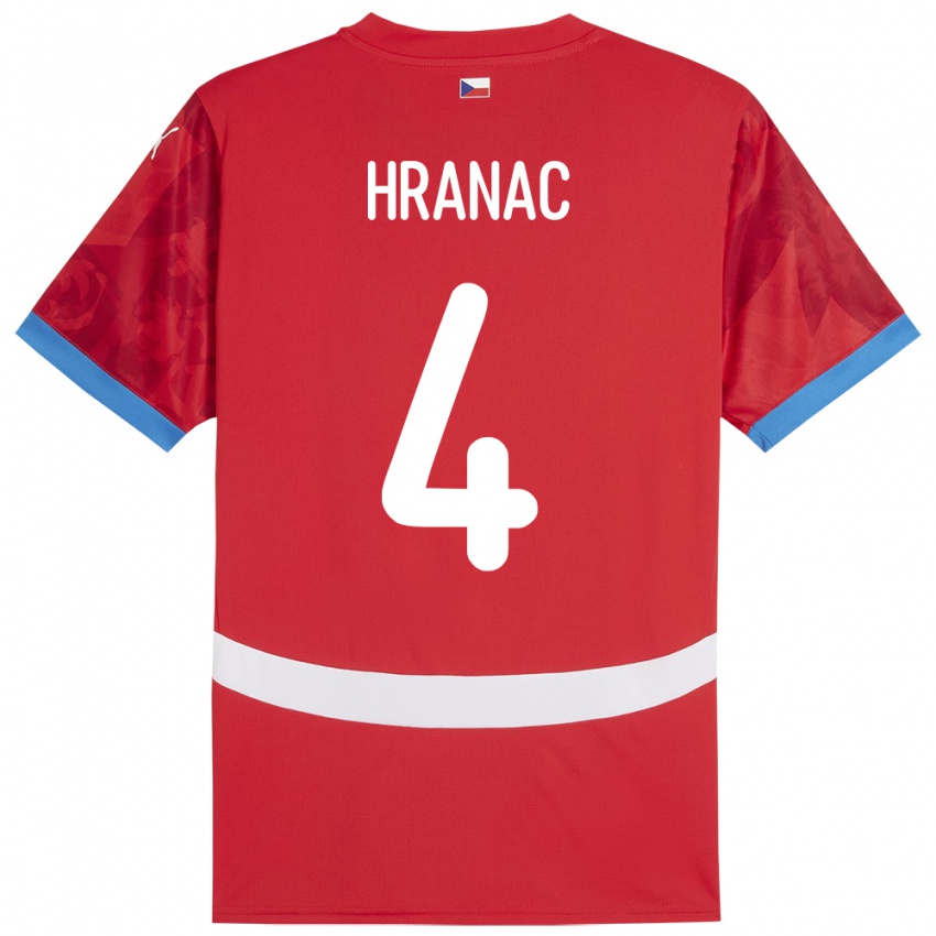 Niño Camiseta Chequia Robin Hranac #4 Rojo 1ª Equipación 24-26 La Camisa