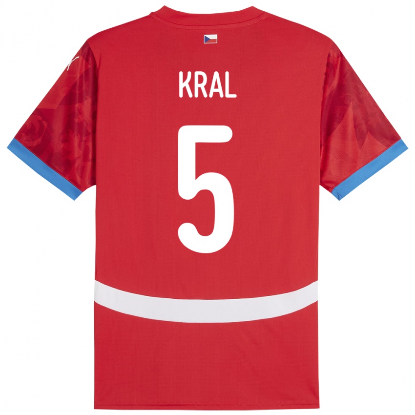 Niño Camiseta Chequia Tomas Kral #5 Rojo 1ª Equipación 24-26 La Camisa