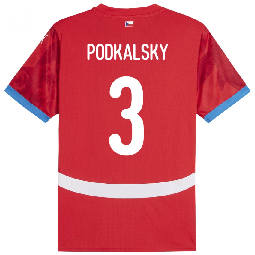 Niño Camiseta Chequia Jakub Podkalsky #3 Rojo 1ª Equipación 24-26 La Camisa