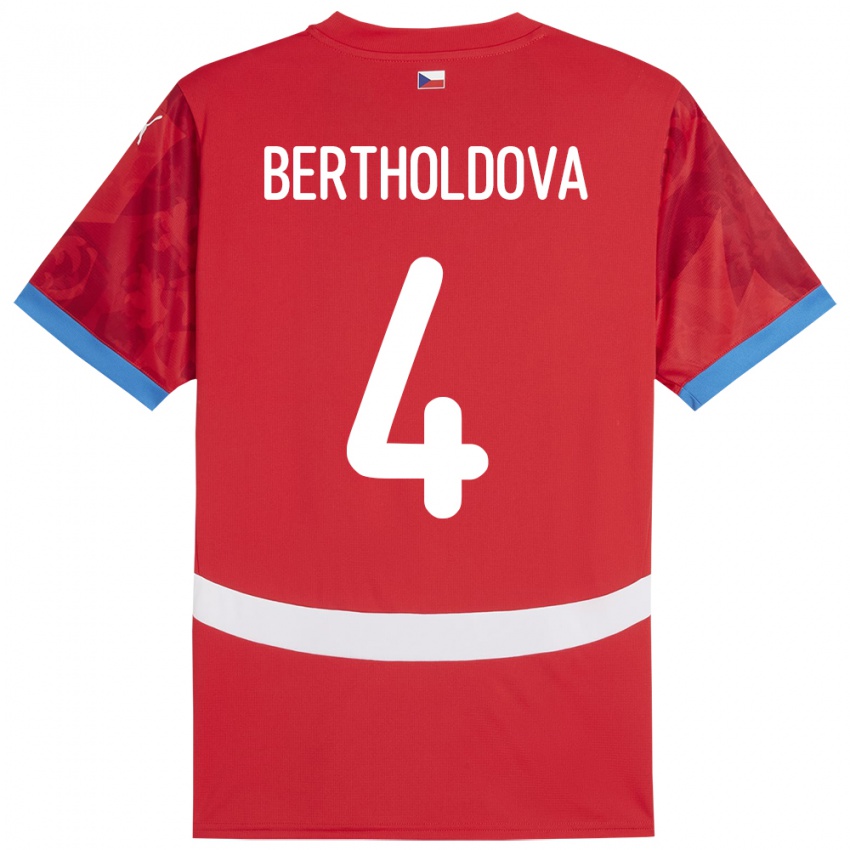 Niño Camiseta Chequia Petra Bertholdová #4 Rojo 1ª Equipación 24-26 La Camisa