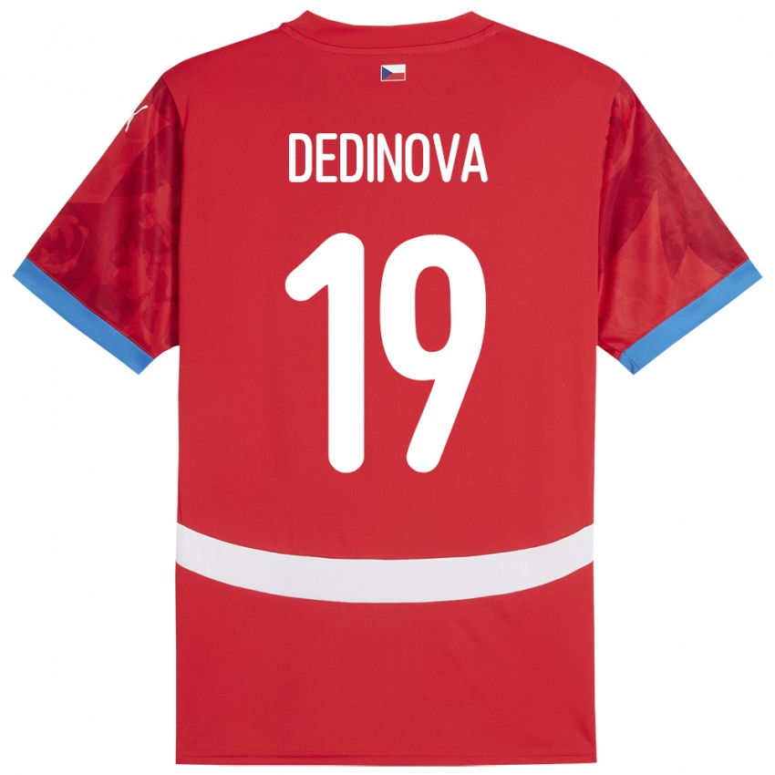 Niño Camiseta Chequia Aneta Dědinová #19 Rojo 1ª Equipación 24-26 La Camisa