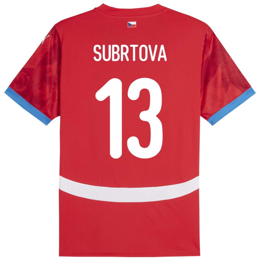 Niño Camiseta Chequia Anna Šubrtová #13 Rojo 1ª Equipación 24-26 La Camisa