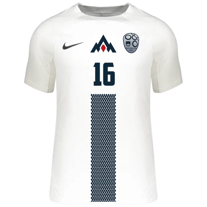 Niño Camiseta Eslovenia Kristjan Bendra #16 Blanco 1ª Equipación 24-26 La Camisa