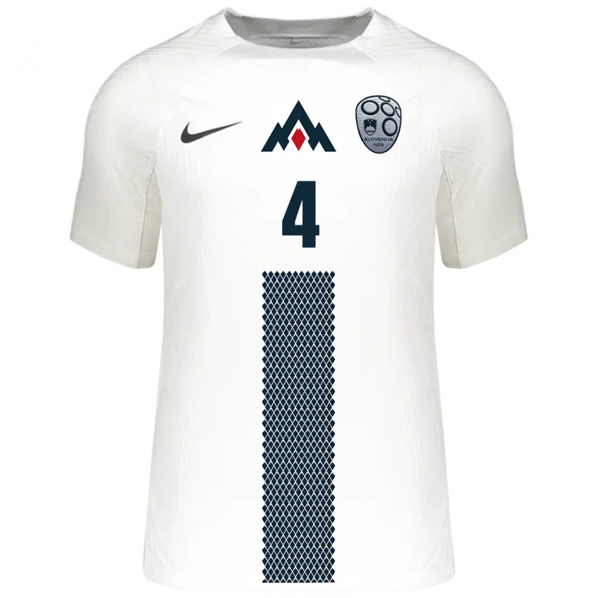 Niño Camiseta Eslovenia Sara Gradišek #4 Blanco 1ª Equipación 24-26 La Camisa