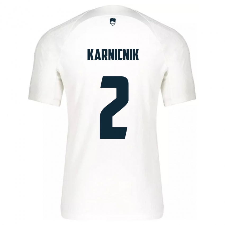 Niño Camiseta Eslovenia Zan Karnicnik #2 Blanco 1ª Equipación 24-26 La Camisa