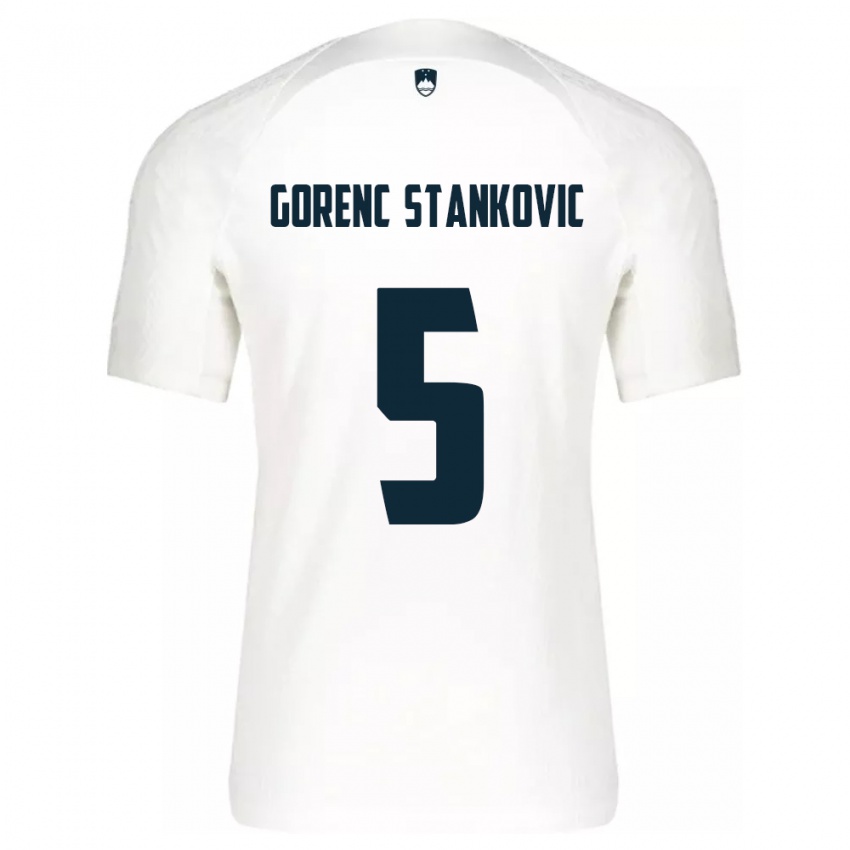 Niño Camiseta Eslovenia Jon Gorenc Stankovic #5 Blanco 1ª Equipación 24-26 La Camisa