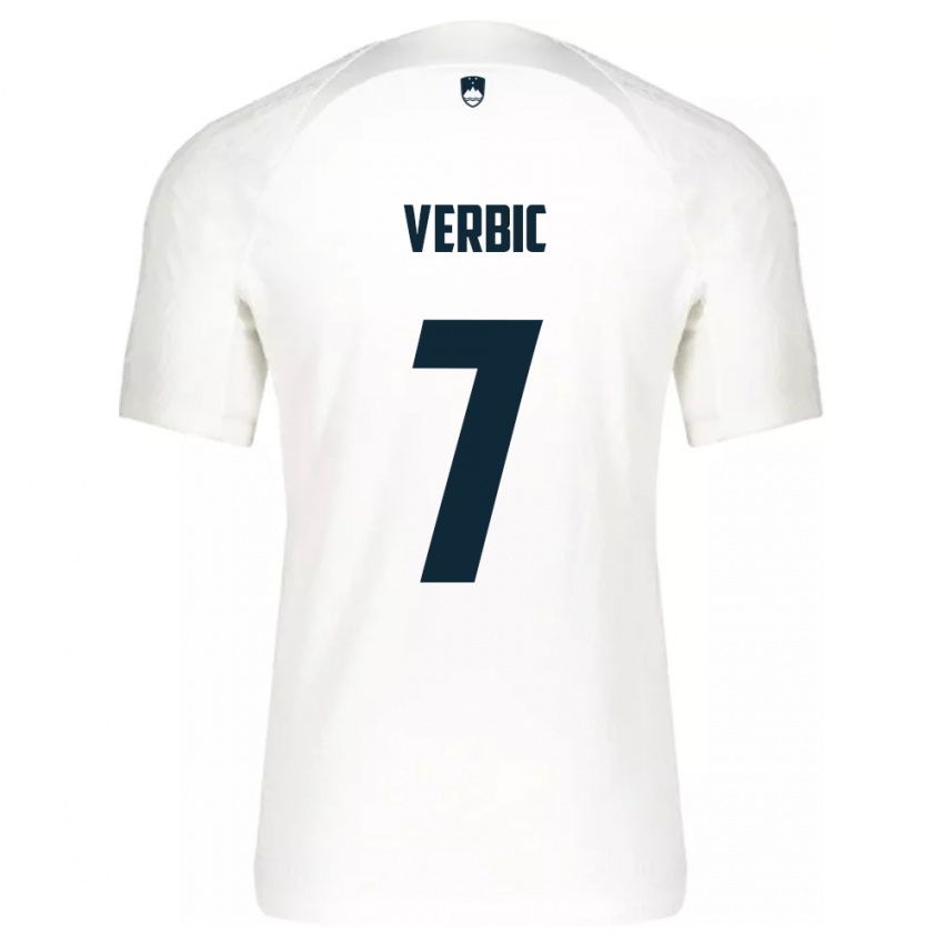 Niño Camiseta Eslovenia Benjamin Verbic #7 Blanco 1ª Equipación 24-26 La Camisa