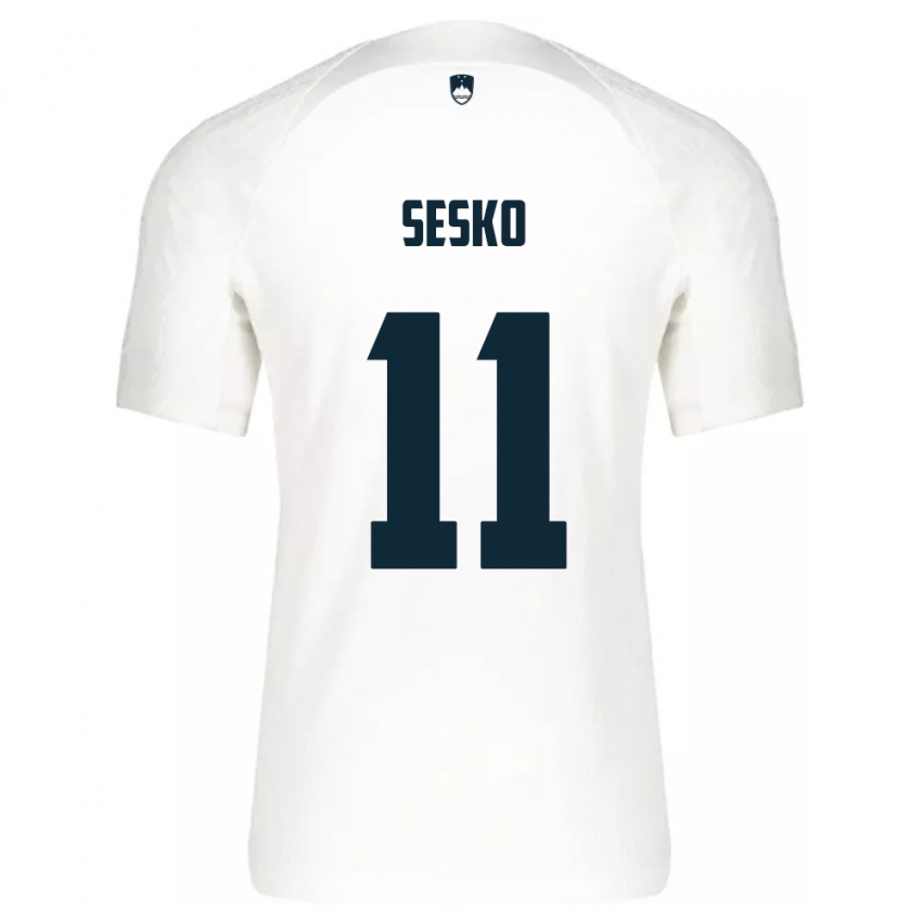 Niño Camiseta Eslovenia Benjamin Sesko #11 Blanco 1ª Equipación 24-26 La Camisa