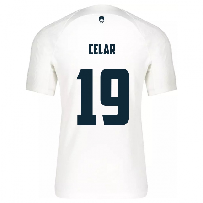 Niño Camiseta Eslovenia Zan Celar #19 Blanco 1ª Equipación 24-26 La Camisa