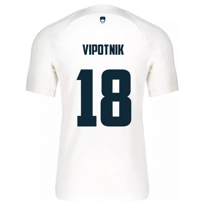 Niño Camiseta Eslovenia Zan Vipotnik #18 Blanco 1ª Equipación 24-26 La Camisa