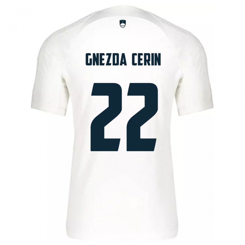 Niño Camiseta Eslovenia Adam Gnezda Cerin #22 Blanco 1ª Equipación 24-26 La Camisa