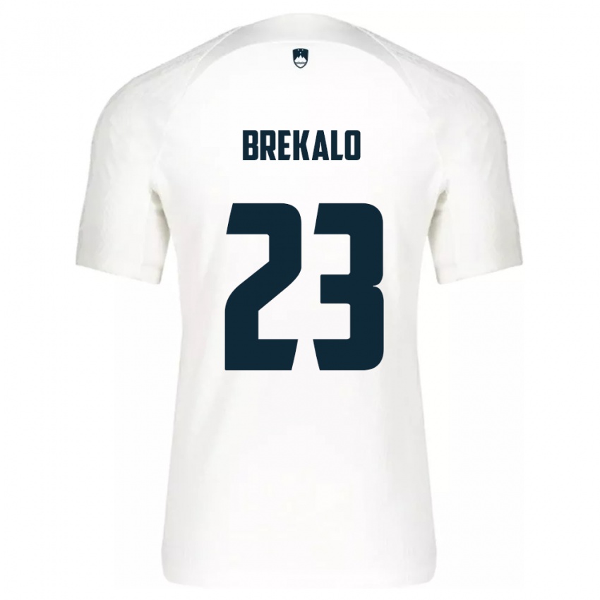 Niño Camiseta Eslovenia David Brekalo #23 Blanco 1ª Equipación 24-26 La Camisa