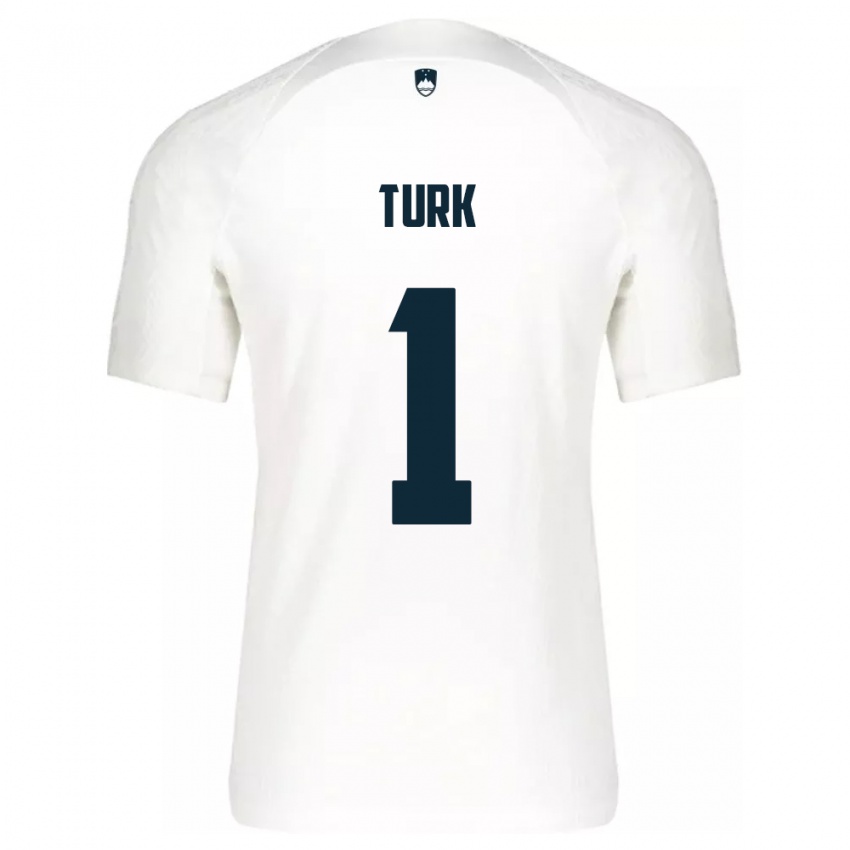 Niño Camiseta Eslovenia Martin Turk #1 Blanco 1ª Equipación 24-26 La Camisa