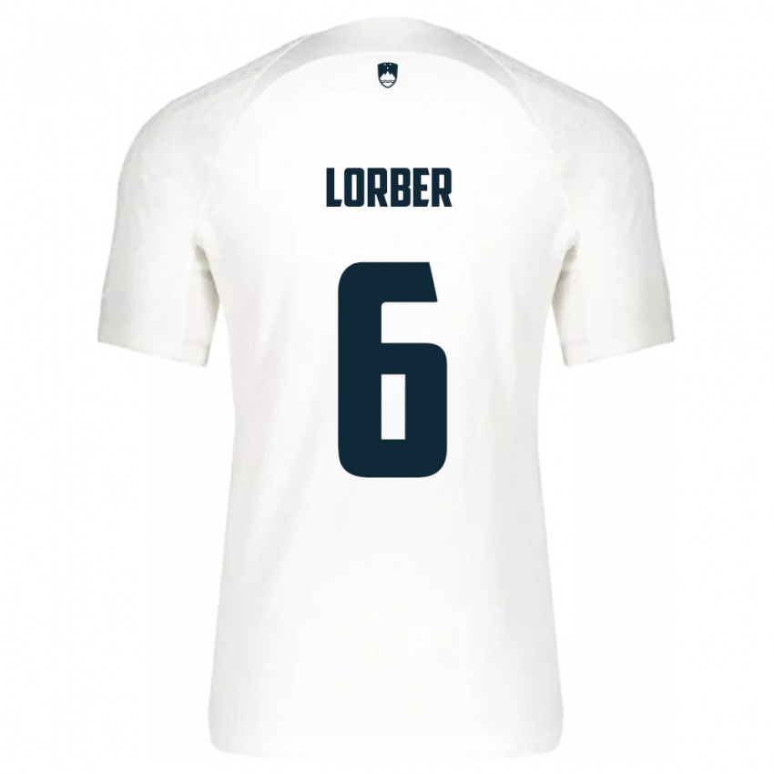 Niño Camiseta Eslovenia Marcel Lorber #6 Blanco 1ª Equipación 24-26 La Camisa