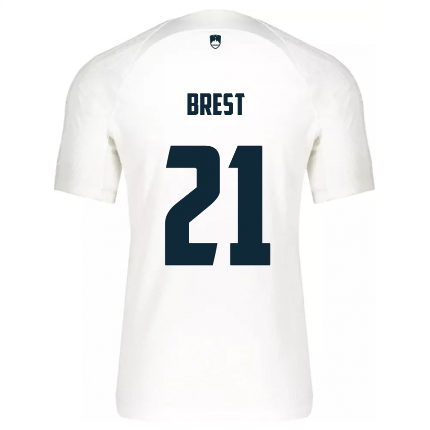 Niño Camiseta Eslovenia Marko Brest #21 Blanco 1ª Equipación 24-26 La Camisa