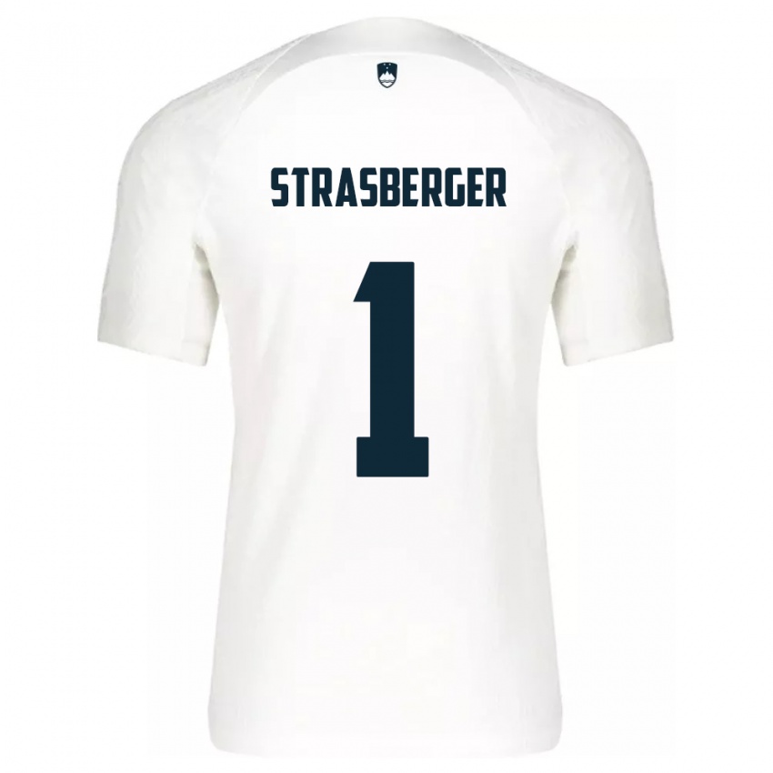 Niño Camiseta Eslovenia Tim Strasberger #1 Blanco 1ª Equipación 24-26 La Camisa