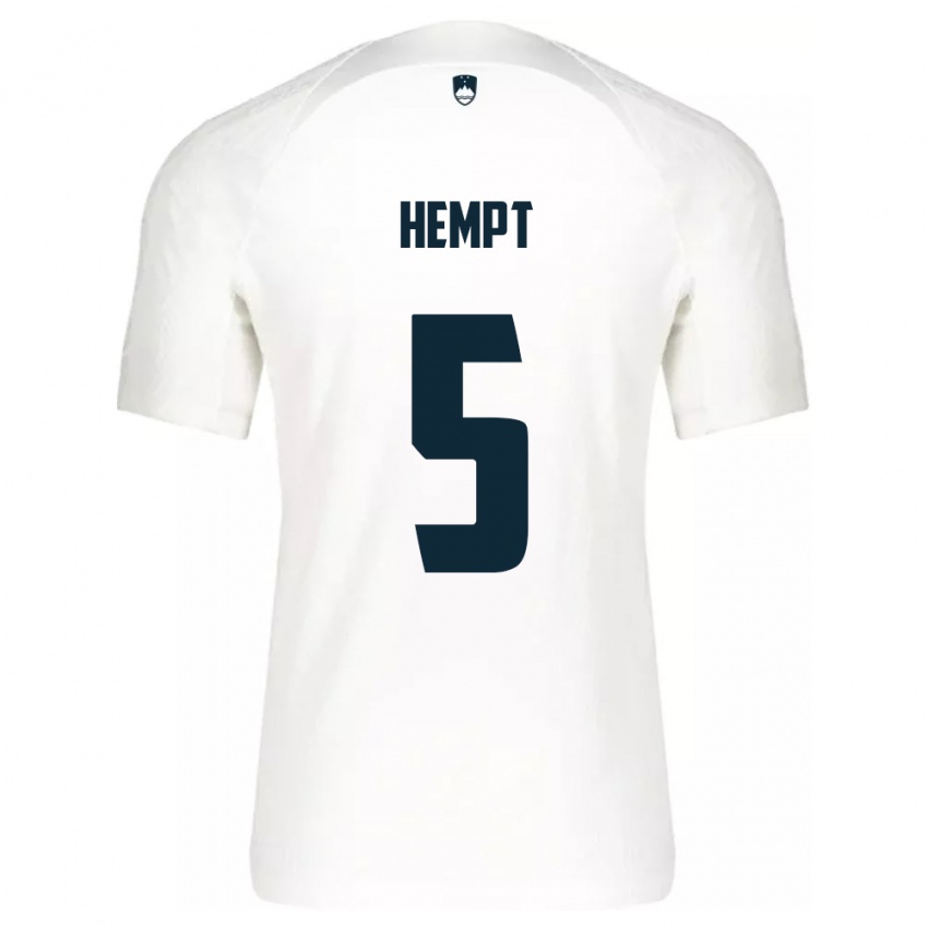 Niño Camiseta Eslovenia Lukas Hempt #5 Blanco 1ª Equipación 24-26 La Camisa