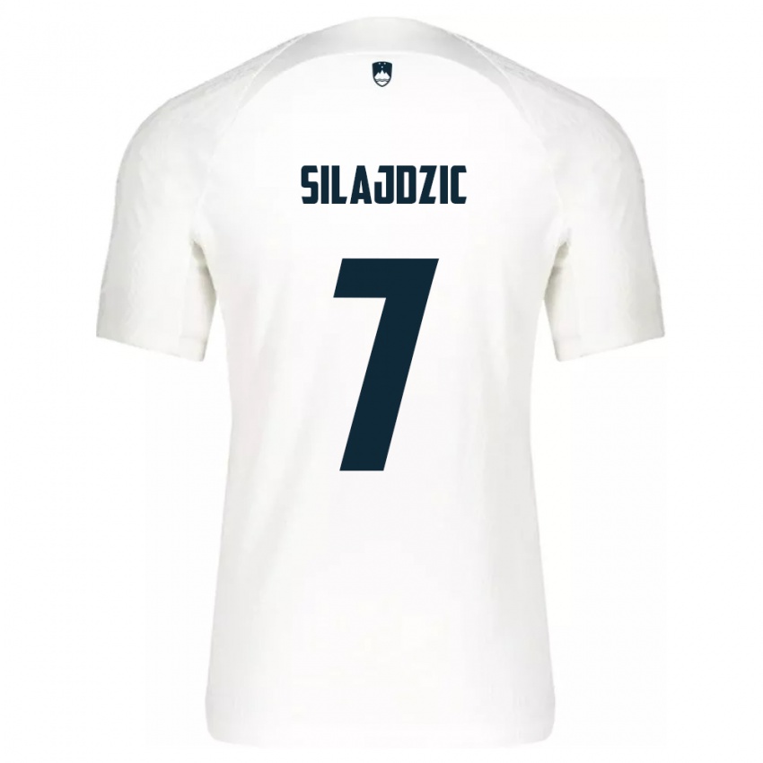 Niño Camiseta Eslovenia Riad Silajdzic #7 Blanco 1ª Equipación 24-26 La Camisa