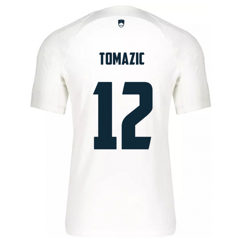 Niño Camiseta Eslovenia Lukas Tomazic #12 Blanco 1ª Equipación 24-26 La Camisa