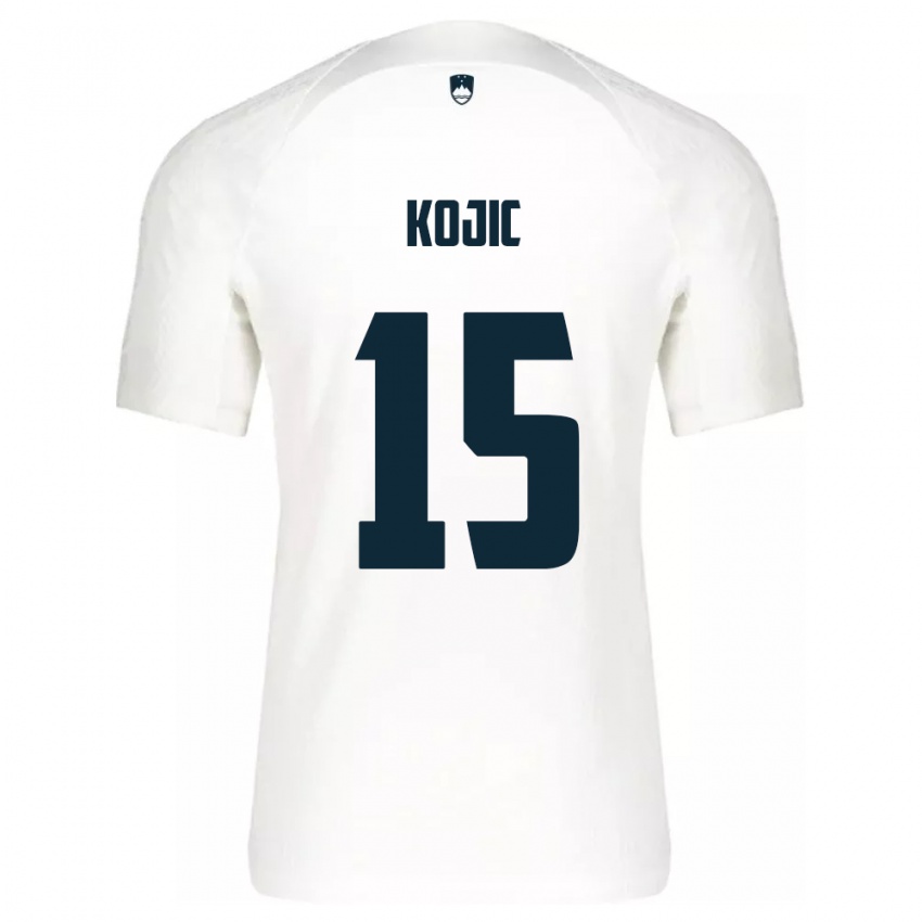 Niño Camiseta Eslovenia Dino Kojic #15 Blanco 1ª Equipación 24-26 La Camisa