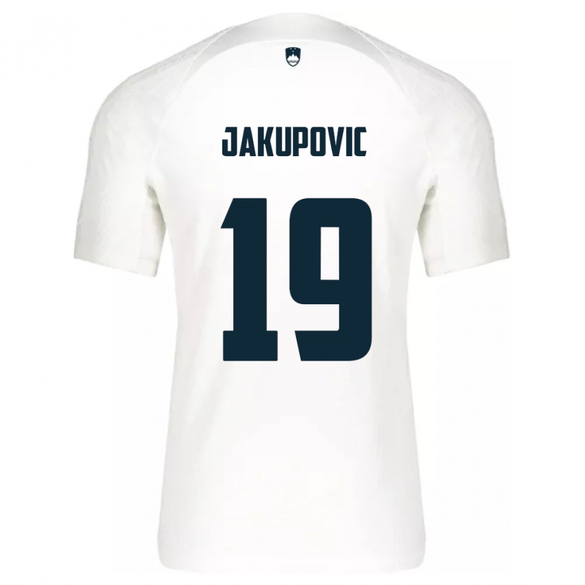 Niño Camiseta Eslovenia Aldin Jakupovic #19 Blanco 1ª Equipación 24-26 La Camisa