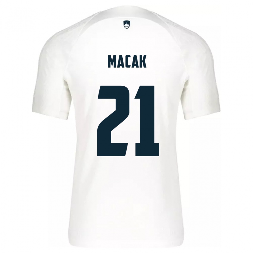 Niño Camiseta Eslovenia Lucas Macak #21 Blanco 1ª Equipación 24-26 La Camisa