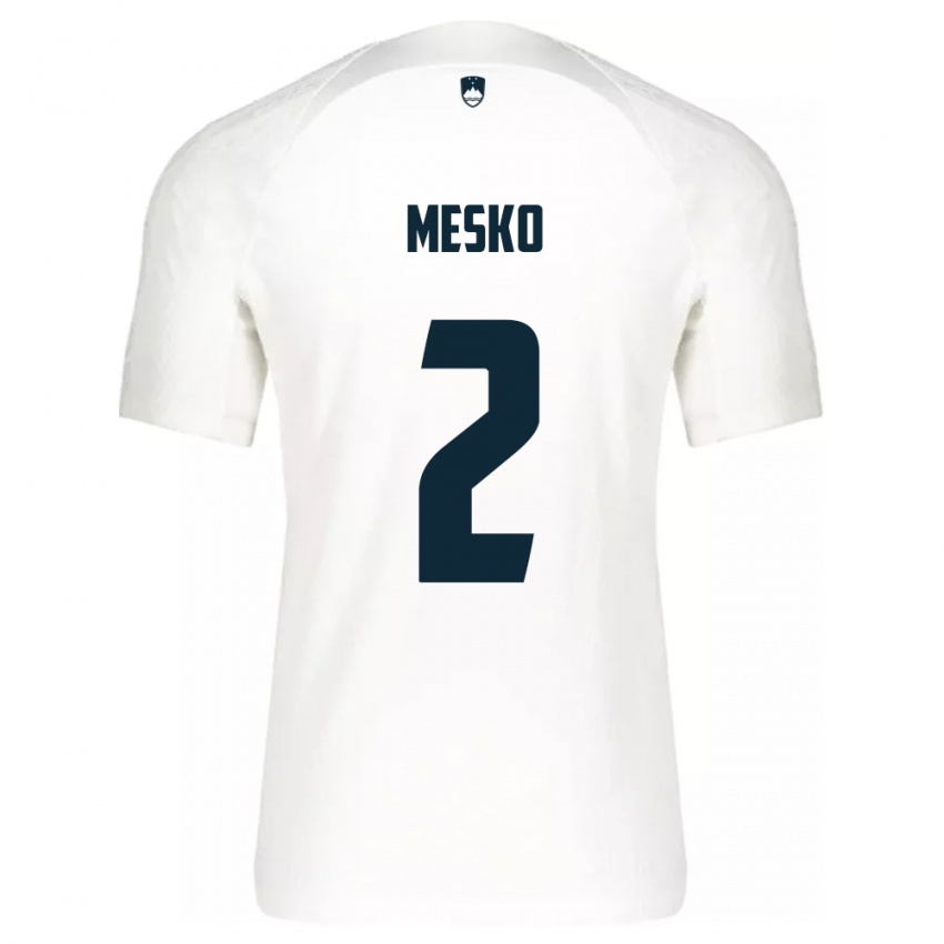 Niño Camiseta Eslovenia Zan Mesko #2 Blanco 1ª Equipación 24-26 La Camisa