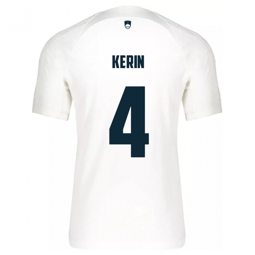 Niño Camiseta Eslovenia Mark Kerin #4 Blanco 1ª Equipación 24-26 La Camisa