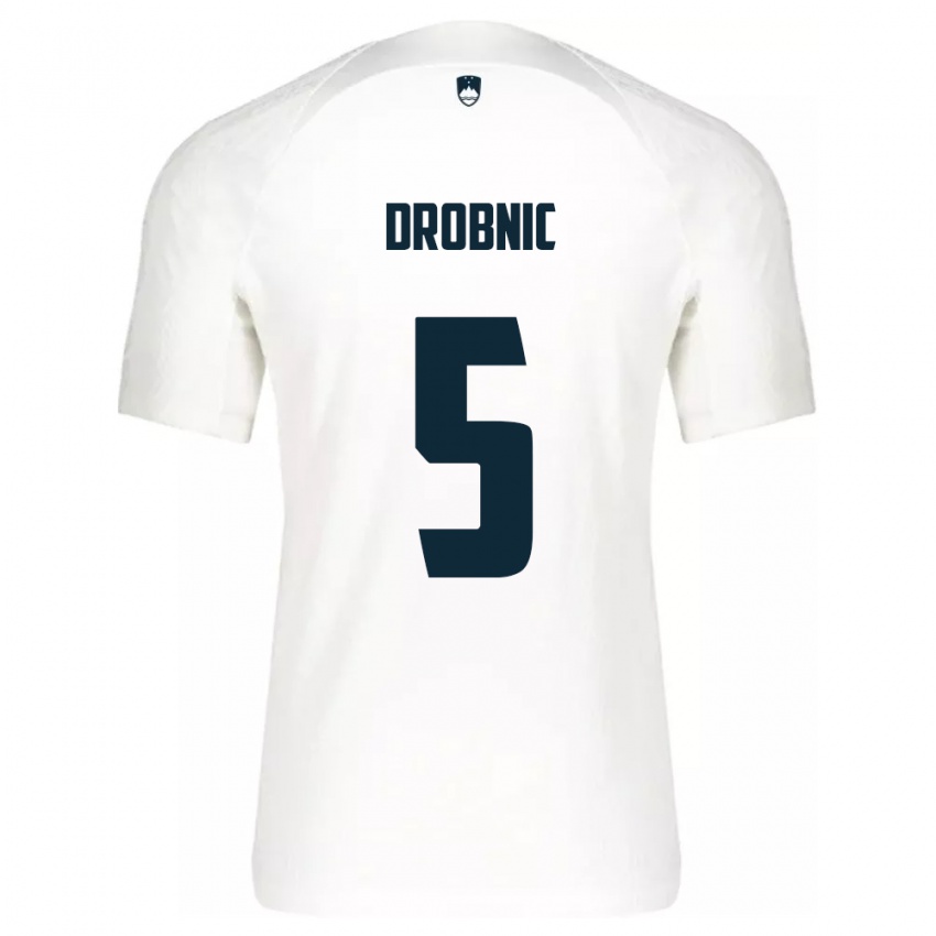 Niño Camiseta Eslovenia Dominik Drobnic #5 Blanco 1ª Equipación 24-26 La Camisa