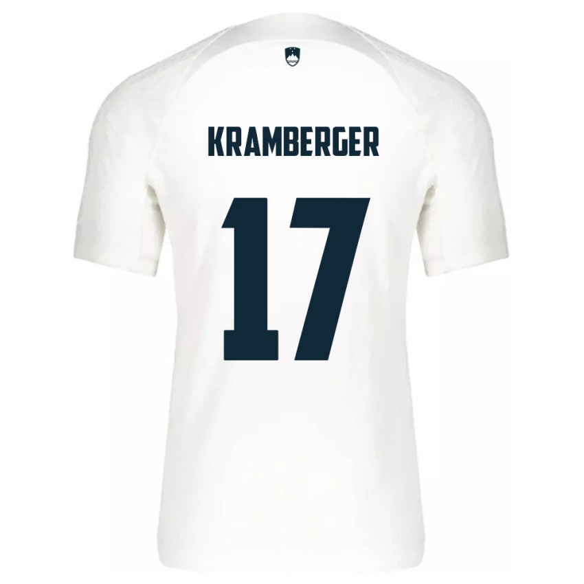 Niño Camiseta Eslovenia Enej Kramberger #17 Blanco 1ª Equipación 24-26 La Camisa