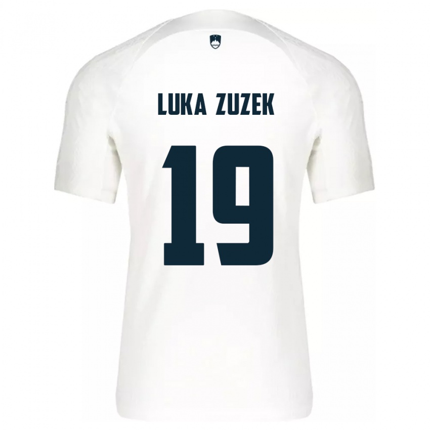 Niño Camiseta Eslovenia Zan Luka Zuzek #19 Blanco 1ª Equipación 24-26 La Camisa