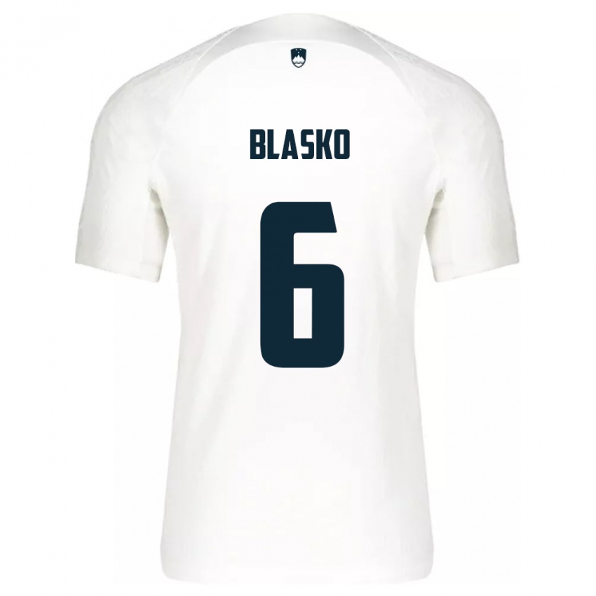 Niño Camiseta Eslovenia Svit Blasko #6 Blanco 1ª Equipación 24-26 La Camisa