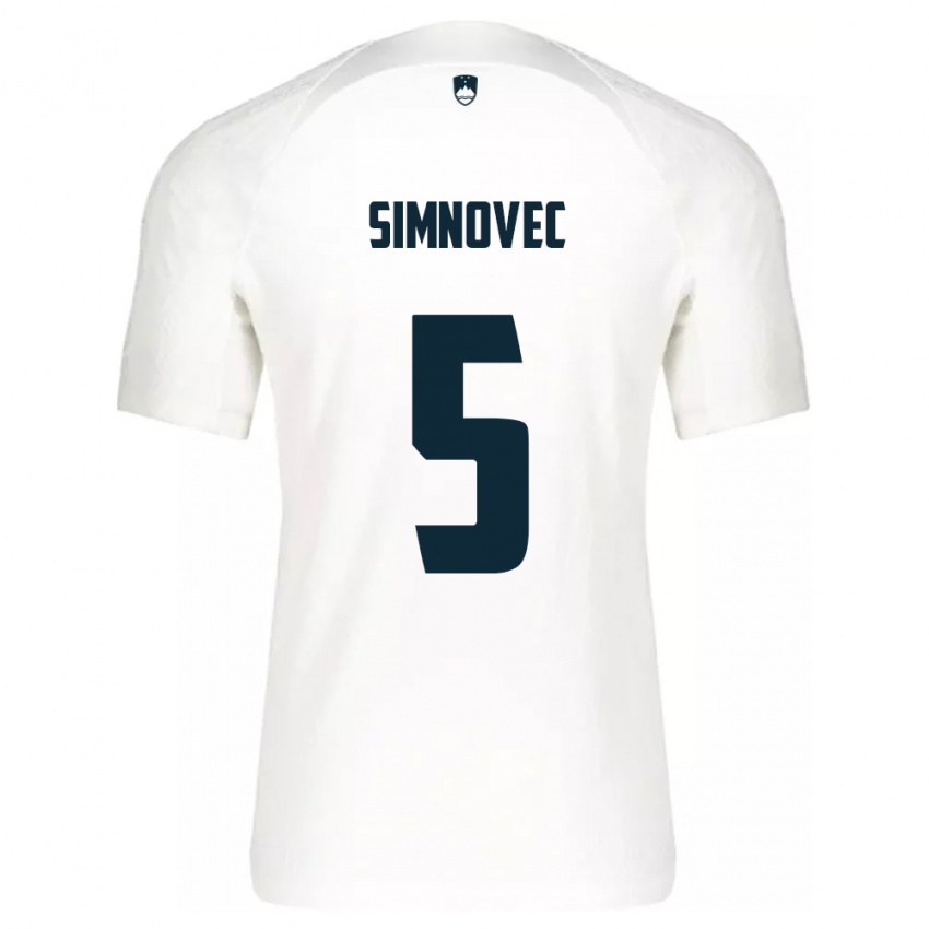 Niño Camiseta Eslovenia Matevz Simnovec #5 Blanco 1ª Equipación 24-26 La Camisa