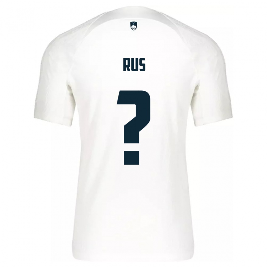 Niño Camiseta Eslovenia Luka Rus #0 Blanco 1ª Equipación 24-26 La Camisa