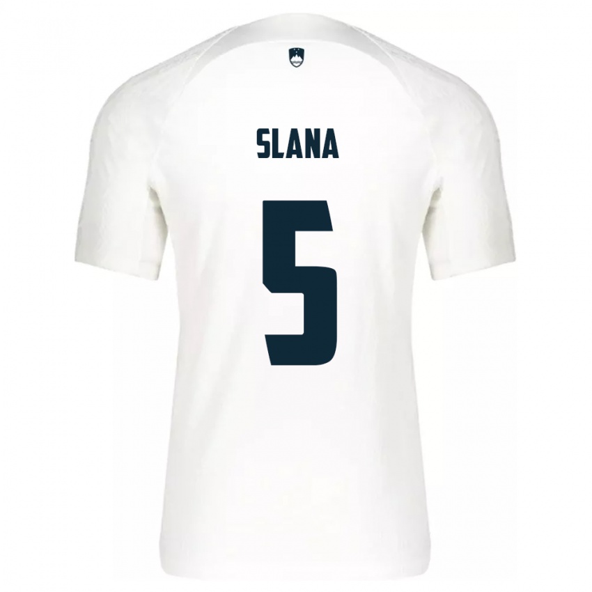 Niño Camiseta Eslovenia Filip Slana #5 Blanco 1ª Equipación 24-26 La Camisa
