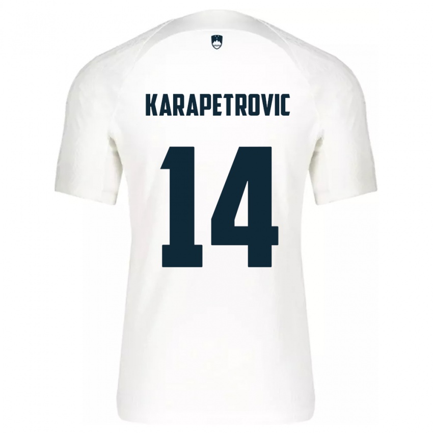 Niño Camiseta Eslovenia Luka Karapetrovic #14 Blanco 1ª Equipación 24-26 La Camisa