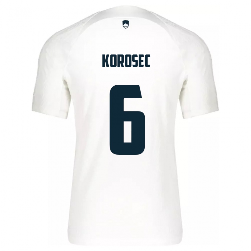 Niño Camiseta Eslovenia Kaja Korošec #6 Blanco 1ª Equipación 24-26 La Camisa