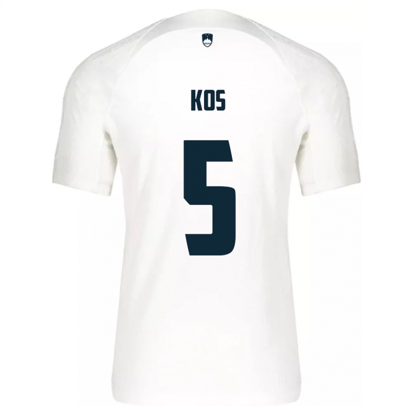 Niño Camiseta Eslovenia Evelina Kos #5 Blanco 1ª Equipación 24-26 La Camisa