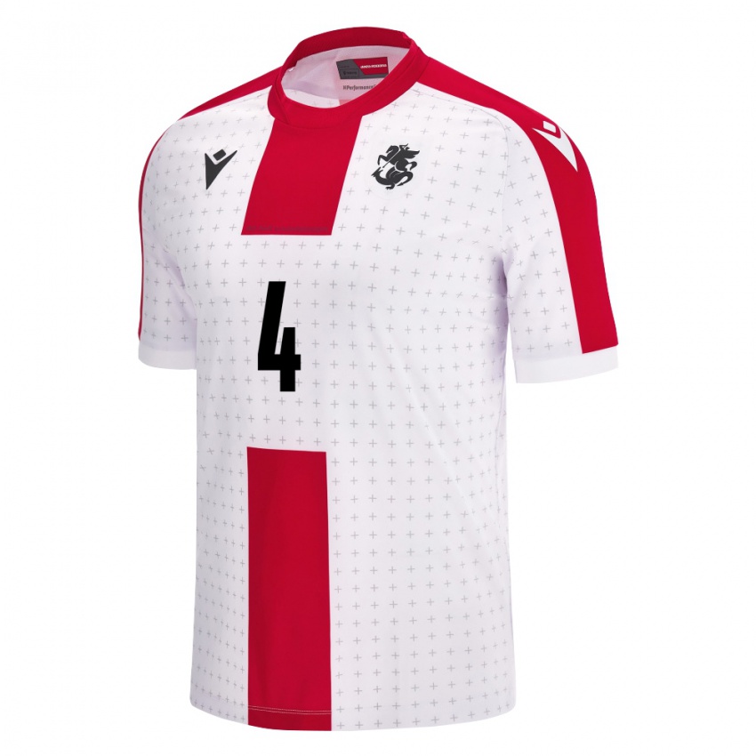 Niño Camiseta Georgia Guram Kashia #4 Blanco 1ª Equipación 24-26 La Camisa