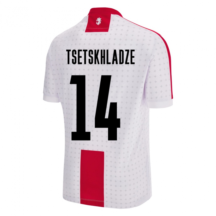 Niño Camiseta Georgia Nikoloz Tsetskhladze #14 Blanco 1ª Equipación 24-26 La Camisa