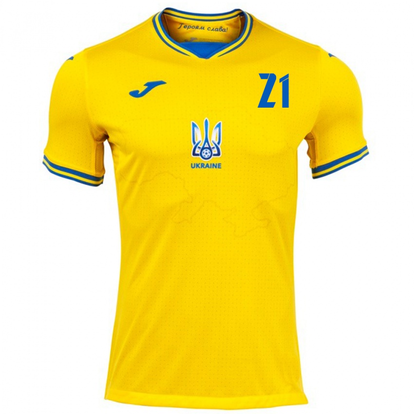 Niño Camiseta Ucrania Valeriy Bondar #21 Amarillo 1ª Equipación 24-26 La Camisa